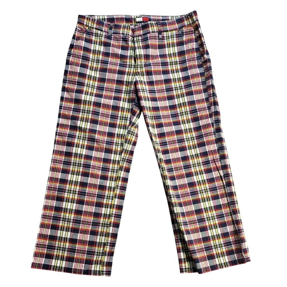 Vintage Tommy Hilfiger Carpri Plaid Pants Colorful Casual Preppy Pocket Size 5